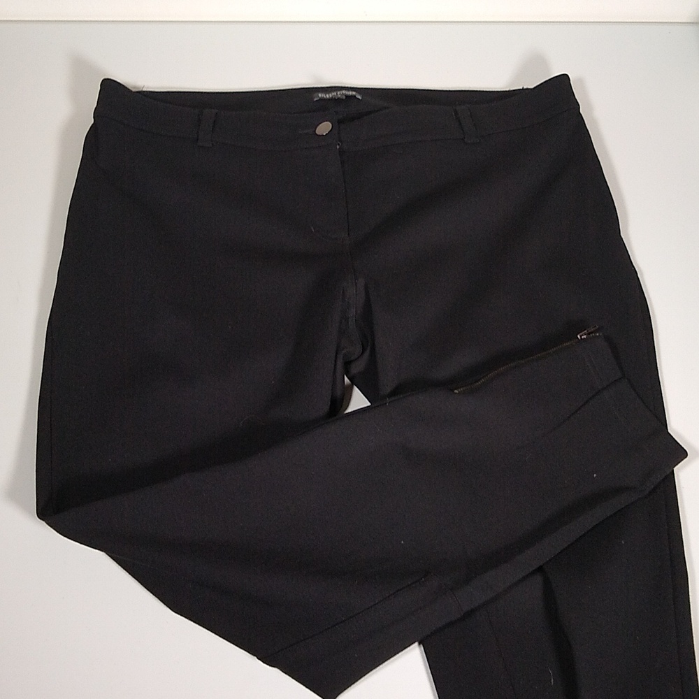Eileen Fisher equestrian style black stretchy pants zipper hems L